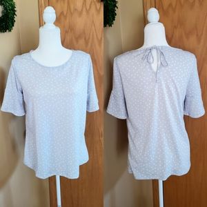 LC Lauren Conrad Bell Sleeve Dot Blouse Sz. M